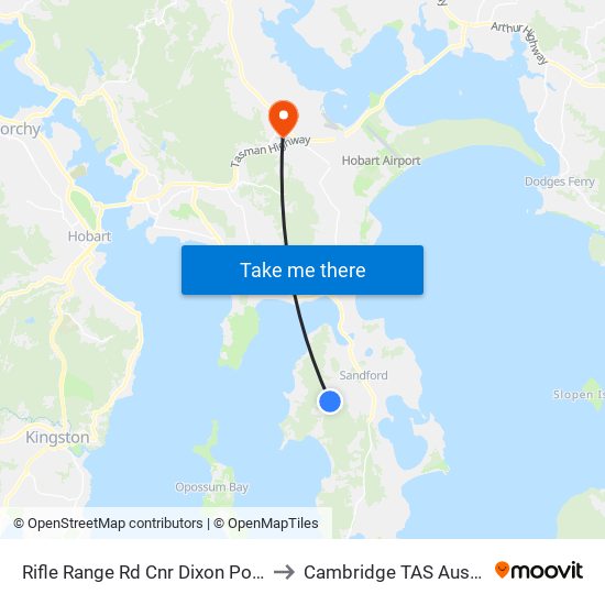 Rifle Range Rd Cnr Dixon Point Rd to Cambridge TAS Australia map