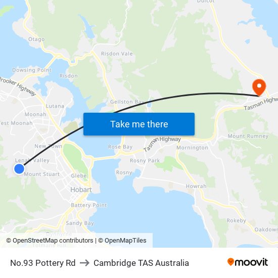 No.93 Pottery Rd to Cambridge TAS Australia map