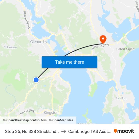 Stop 35, No.338 Strickland Ave to Cambridge TAS Australia map