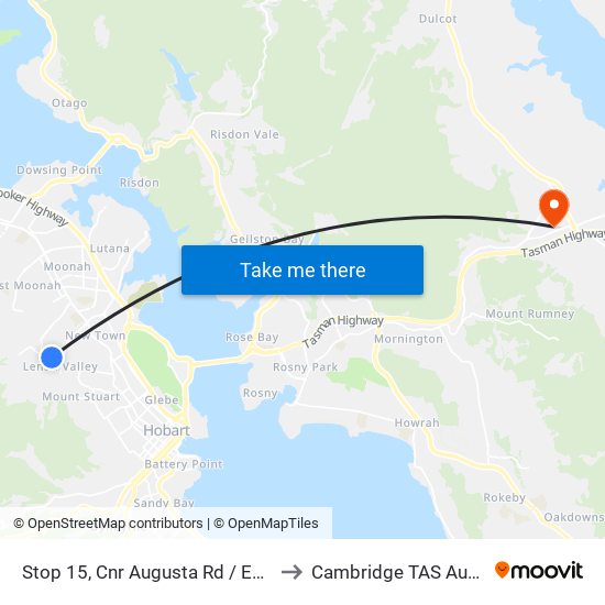 Stop 15, Cnr Augusta Rd / Edge Ave to Cambridge TAS Australia map