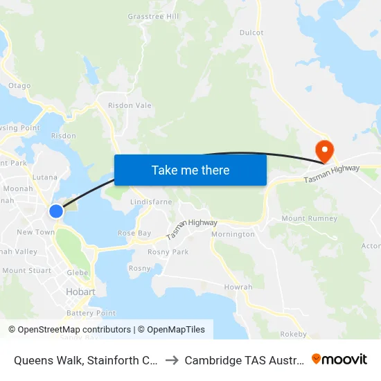 Queens Walk, Stainforth Court to Cambridge TAS Australia map