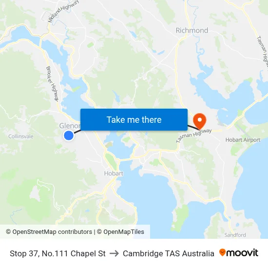 Stop 37, No.111 Chapel St to Cambridge TAS Australia map