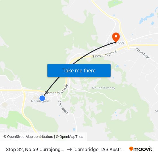Stop 32, No.69 Currajong St to Cambridge TAS Australia map