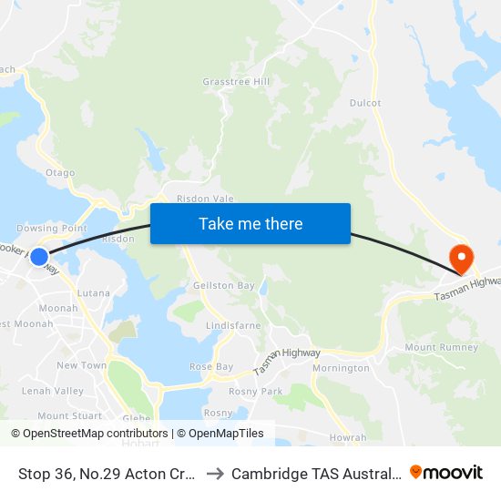 Stop 36, No.29 Acton Cres to Cambridge TAS Australia map