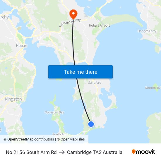 No.2156 South Arm Rd to Cambridge TAS Australia map