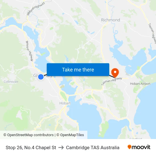 Stop 26, No.4 Chapel St to Cambridge TAS Australia map