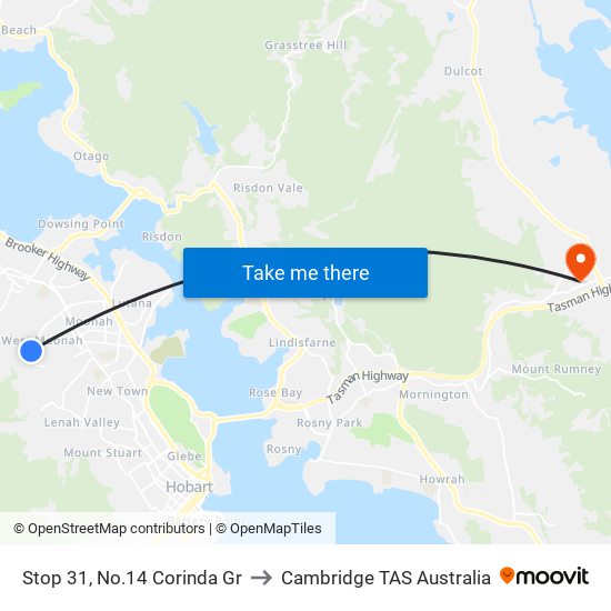 Stop 31, No.14 Corinda Gr to Cambridge TAS Australia map