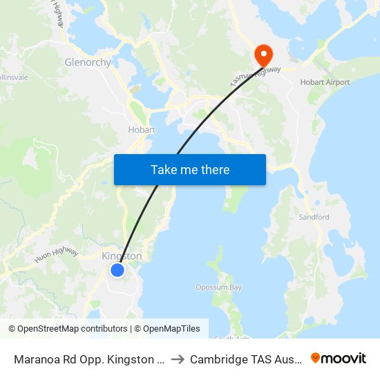 Maranoa Rd Opp. Kingston Town to Cambridge TAS Australia map