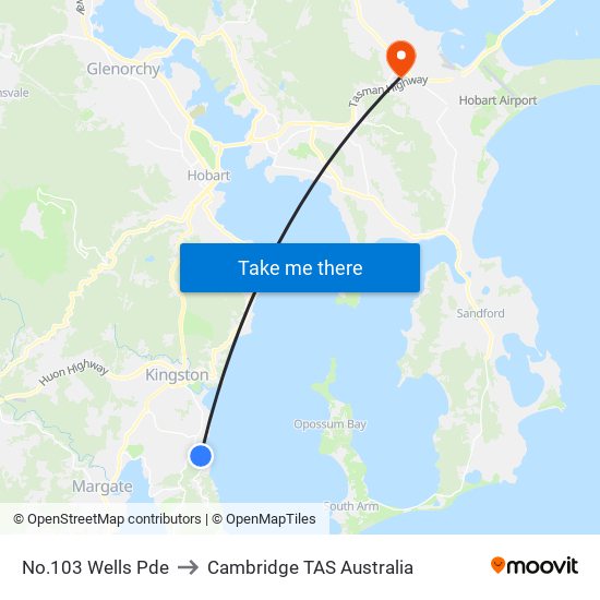 No.103 Wells Pde to Cambridge TAS Australia map