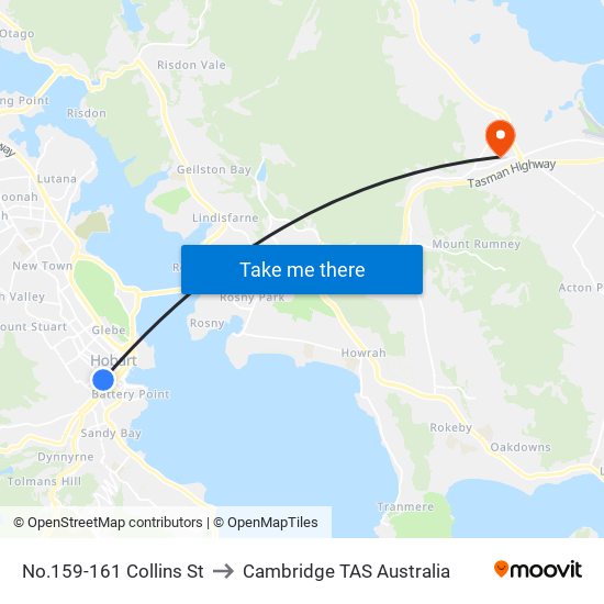 No.159-161 Collins St to Cambridge TAS Australia map