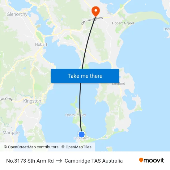 No.3173 Sth Arm Rd to Cambridge TAS Australia map
