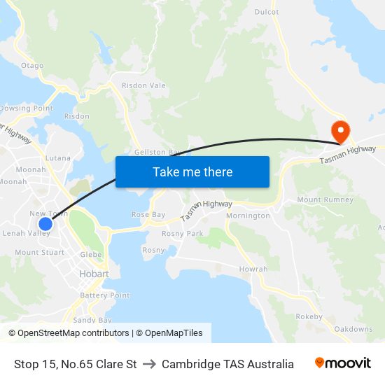 Stop 15, No.65 Clare St to Cambridge TAS Australia map