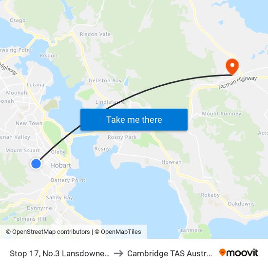 Stop 17, No.3 Lansdowne Cr to Cambridge TAS Australia map