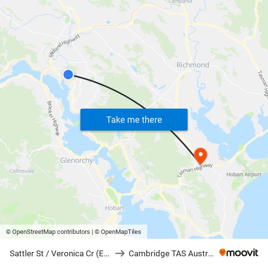 Sattler St / Veronica Cr (East) to Cambridge TAS Australia map