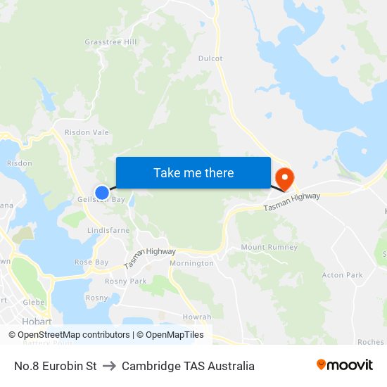 No.8 Eurobin St to Cambridge TAS Australia map