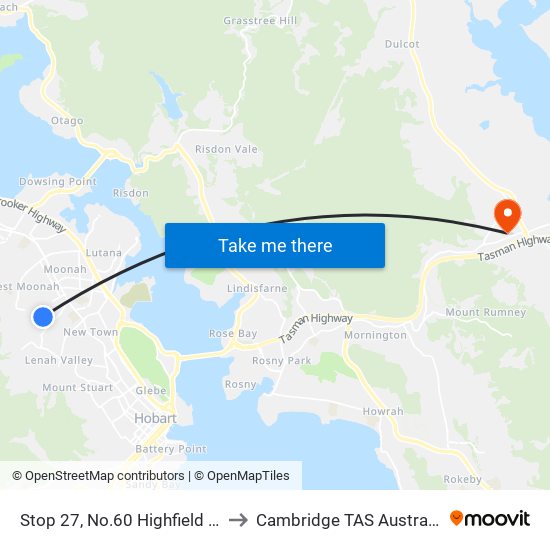 Stop 27, No.60 Highfield St to Cambridge TAS Australia map