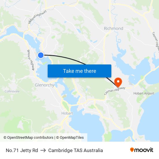 No.71 Jetty Rd to Cambridge TAS Australia map
