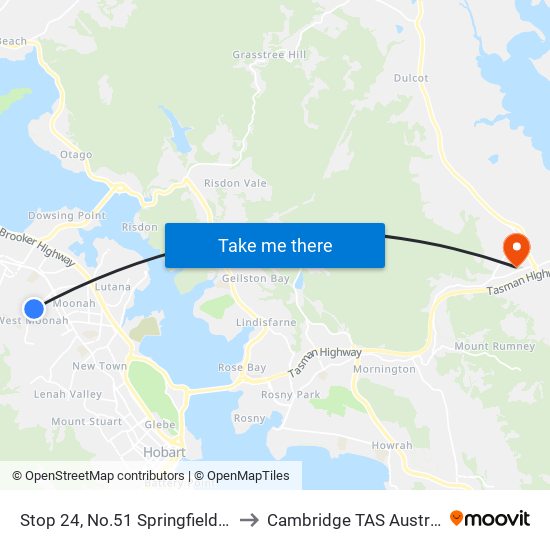 Stop 24, No.51 Springfield Ave to Cambridge TAS Australia map