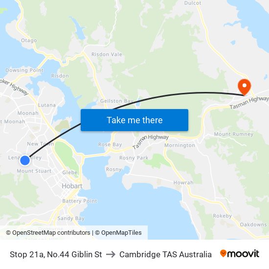 Stop 21a, No.44 Giblin St to Cambridge TAS Australia map