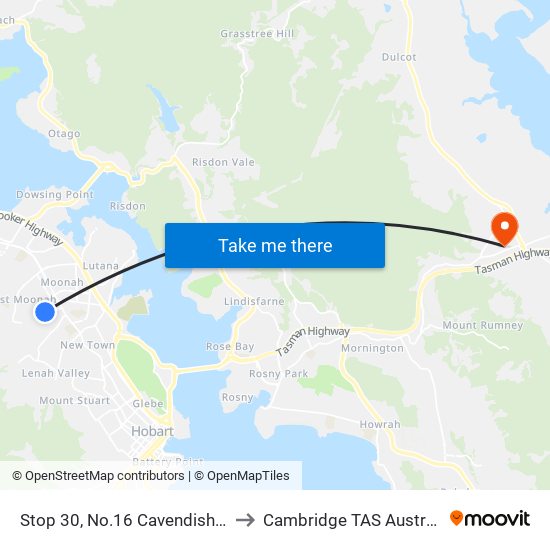 Stop 30, No.16 Cavendish Rd to Cambridge TAS Australia map