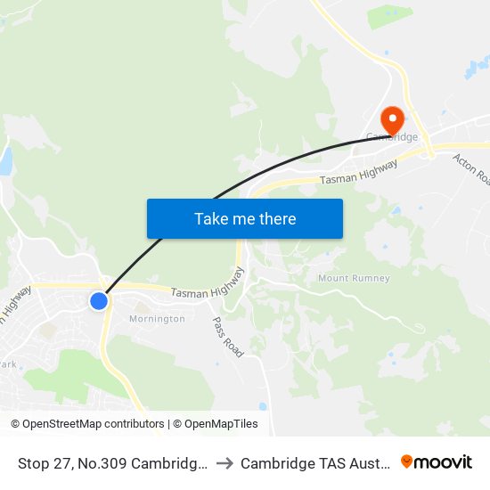 Stop 27, No.309 Cambridge Rd to Cambridge TAS Australia map