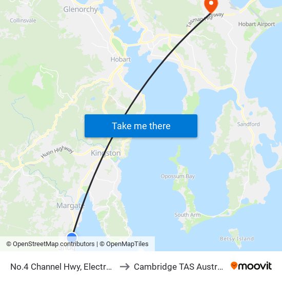 No.4 Channel Hwy, Electrona to Cambridge TAS Australia map