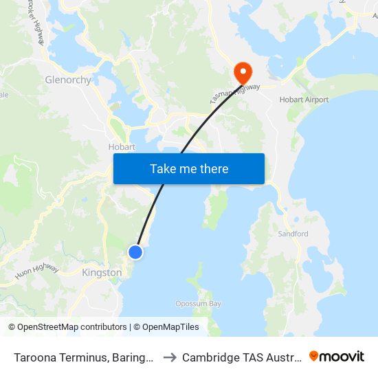 Taroona Terminus, Baringa Rd to Cambridge TAS Australia map