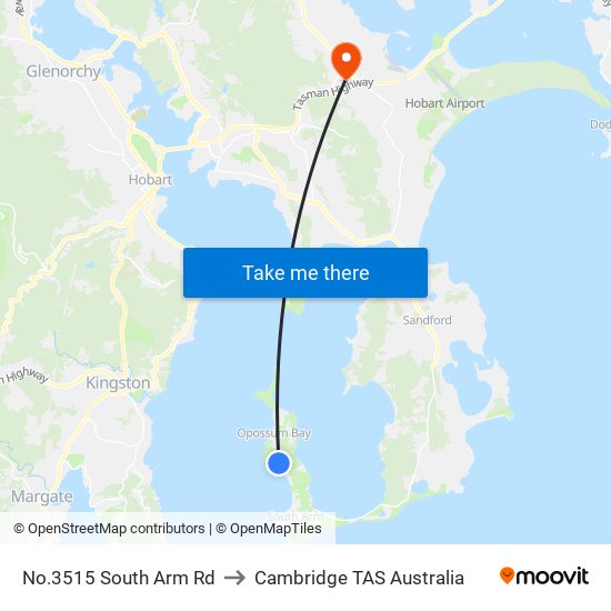 No.3515 South Arm Rd to Cambridge TAS Australia map