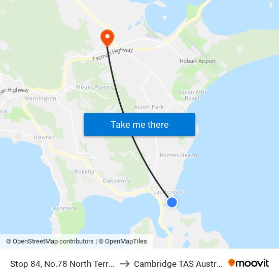 Stop 84, No.78 North Terrace to Cambridge TAS Australia map