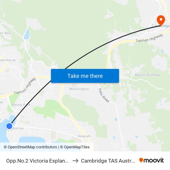 Opp.No.2 Victoria Esplanade to Cambridge TAS Australia map