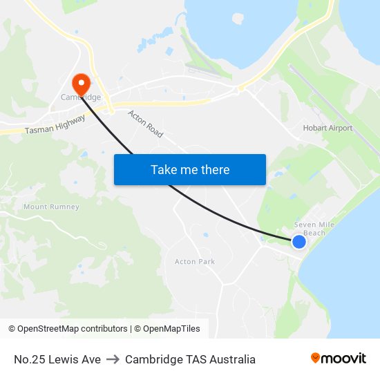 No.25 Lewis Ave to Cambridge TAS Australia map