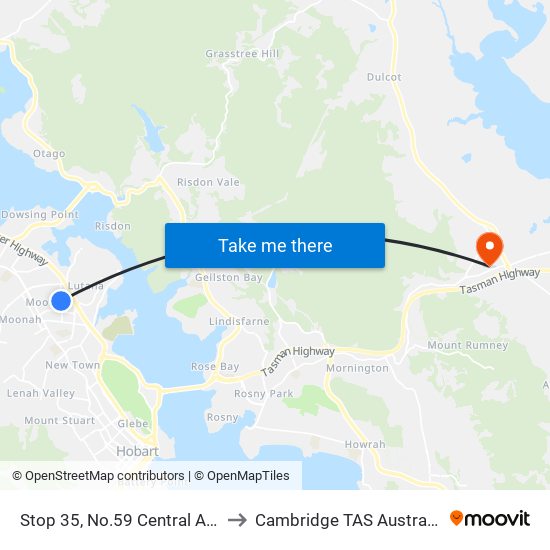 Stop 35, No.59 Central Ave to Cambridge TAS Australia map