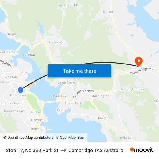 Stop 17, No.383 Park St to Cambridge TAS Australia map