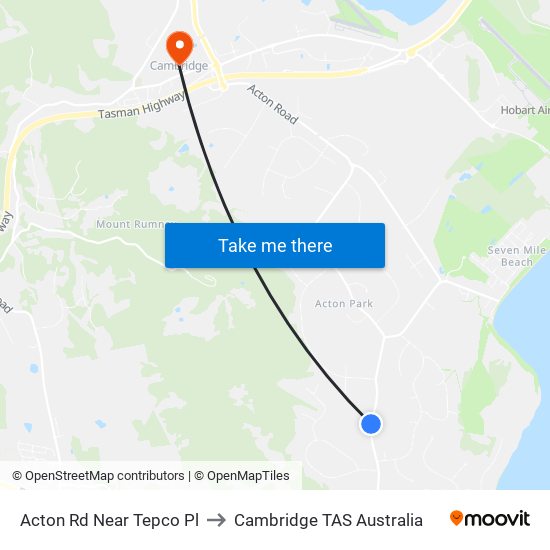 Acton Rd Near Tepco Pl to Cambridge TAS Australia map