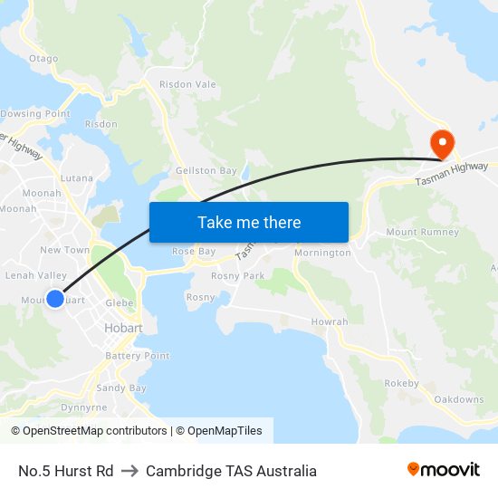 No.5 Hurst Rd to Cambridge TAS Australia map