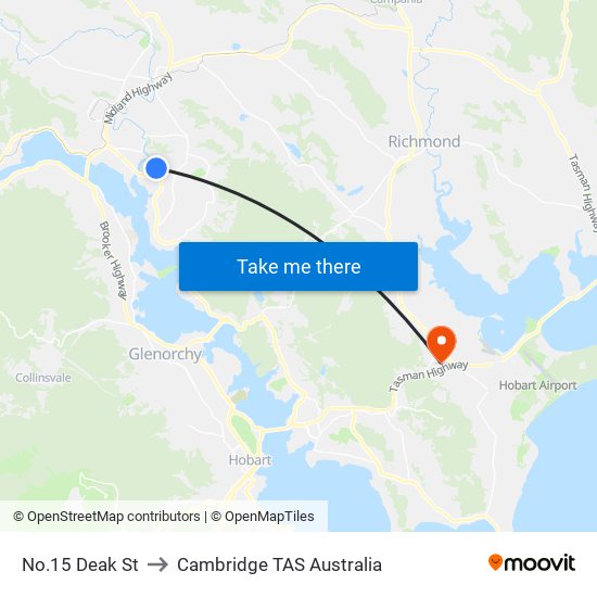 No.15 Deak St to Cambridge TAS Australia map