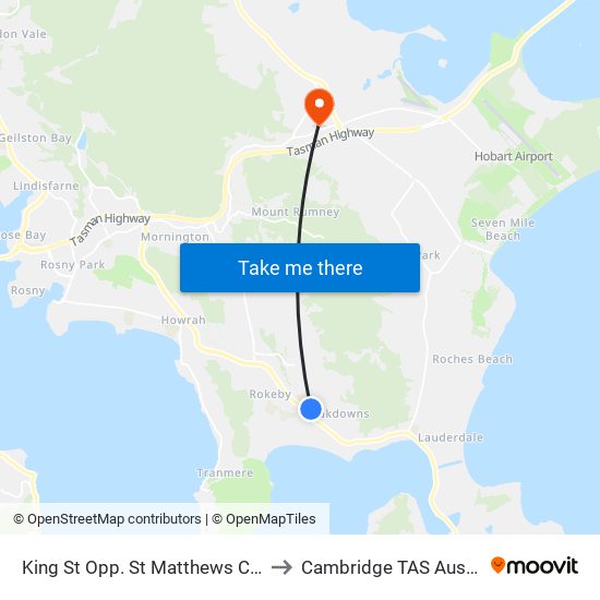 King St Opp. St Matthews Church to Cambridge TAS Australia map