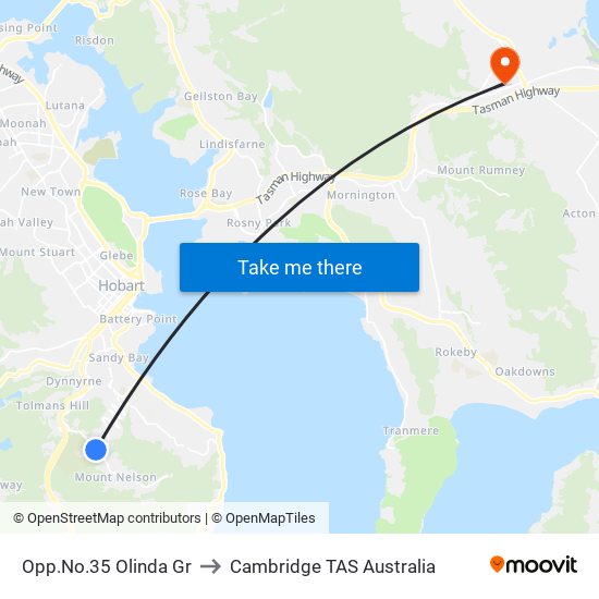 Opp.No.35 Olinda Gr to Cambridge TAS Australia map