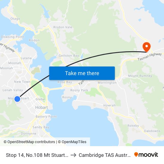 Stop 14, No.108 Mt Stuart Rd to Cambridge TAS Australia map