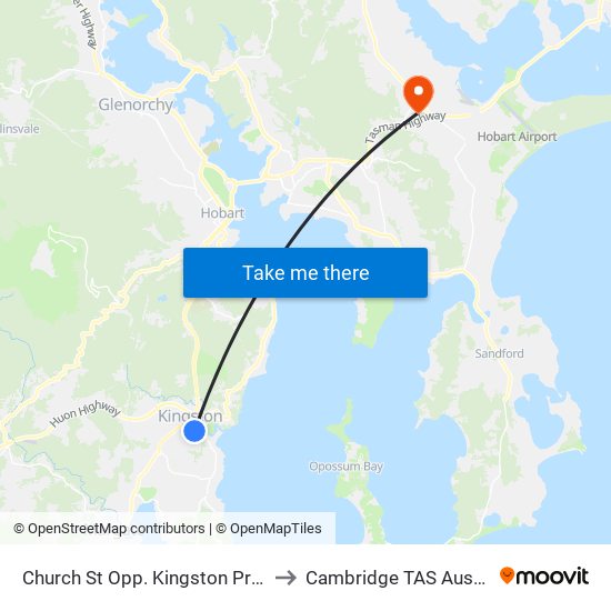 Church St Opp. Kingston Primary to Cambridge TAS Australia map