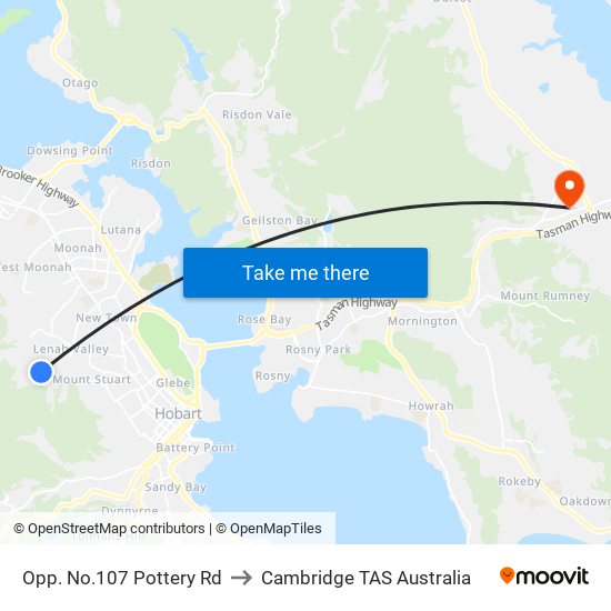 Opp. No.107 Pottery Rd to Cambridge TAS Australia map