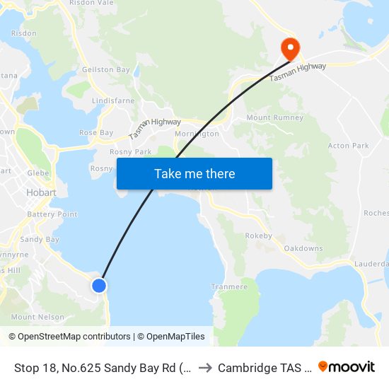 Stop 18, No.625 Sandy Bay Rd (Cnr Wayne Ave) to Cambridge TAS Australia map