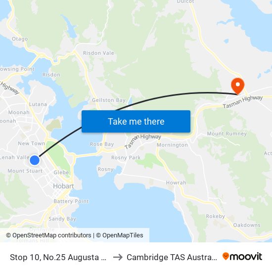 Stop 10, No.25 Augusta Rd to Cambridge TAS Australia map