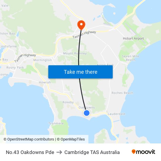 No.43 Oakdowns Pde to Cambridge TAS Australia map