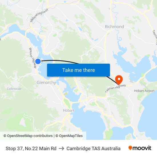 Stop 37, No.22 Main Rd to Cambridge TAS Australia map
