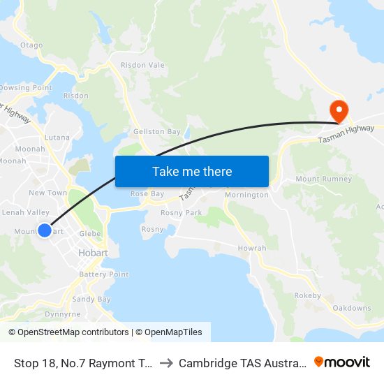 Stop 18, No.7 Raymont Tce to Cambridge TAS Australia map