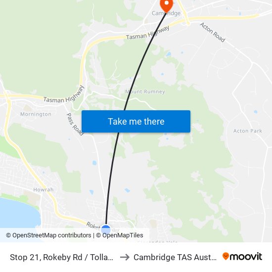 Stop 21, Rokeby Rd / Tollard Dr to Cambridge TAS Australia map