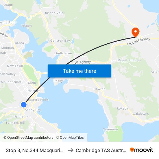 Stop 8, No.344 Macquarie St to Cambridge TAS Australia map