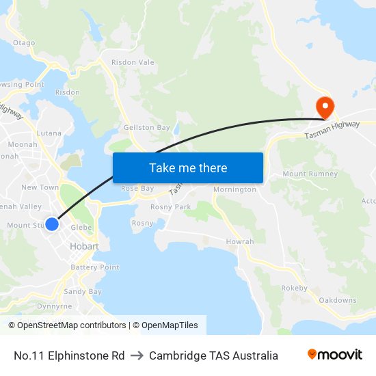 No.11 Elphinstone Rd to Cambridge TAS Australia map
