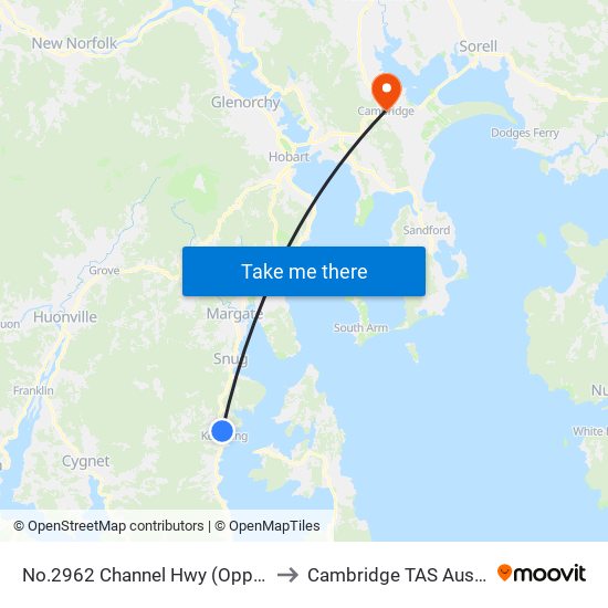 No.2962 Channel Hwy (Opp. Oval) to Cambridge TAS Australia map